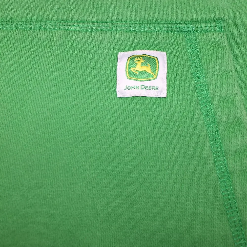 John Deere Hoodie Men 2XL Green 1/4 Zip Fleece Pullover Sweatshirt Logo Tractor